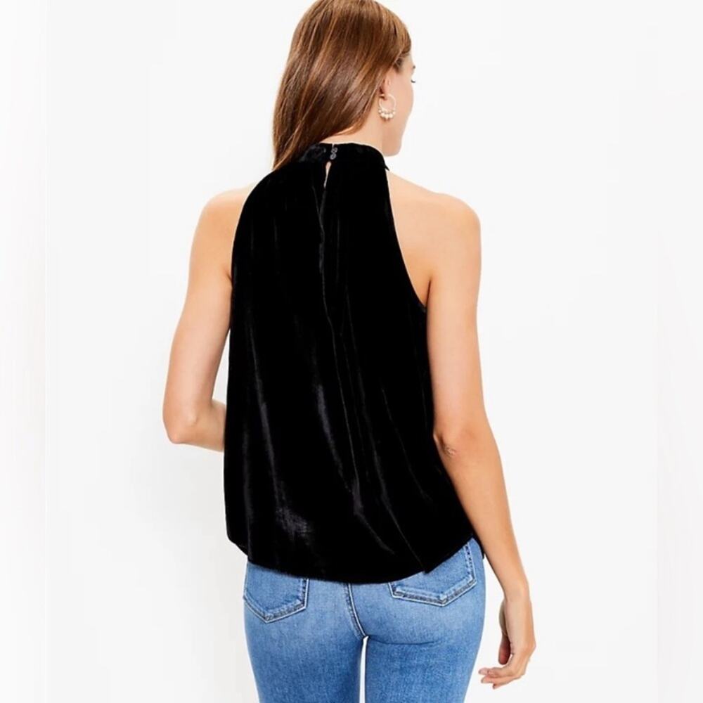 Loft Womens Black Velvet Halter Top Size XS Preppy Formal Classic High Neck - Picture 5 of 8